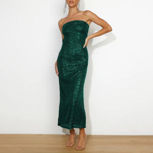 Sequin Strapless Maxi Dress