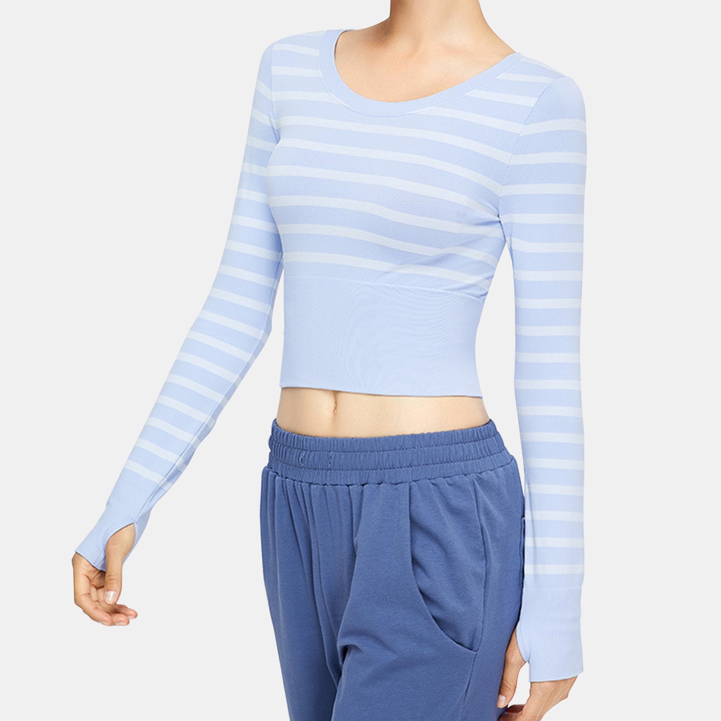 Stripe Long Sleeve Seamless Top