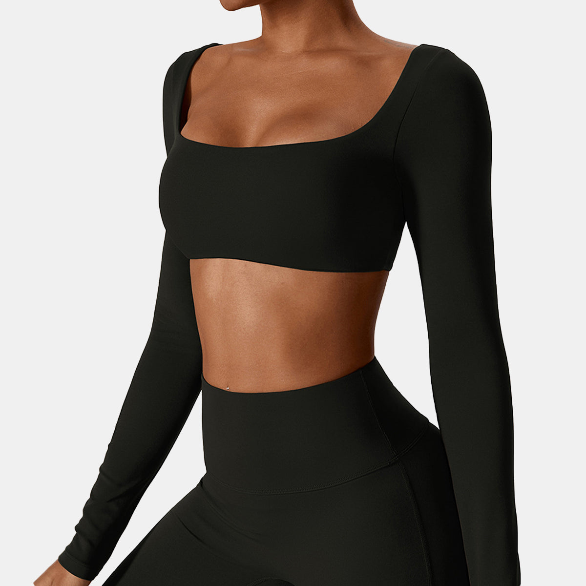 Square Neck Long Sleeve Sports Top