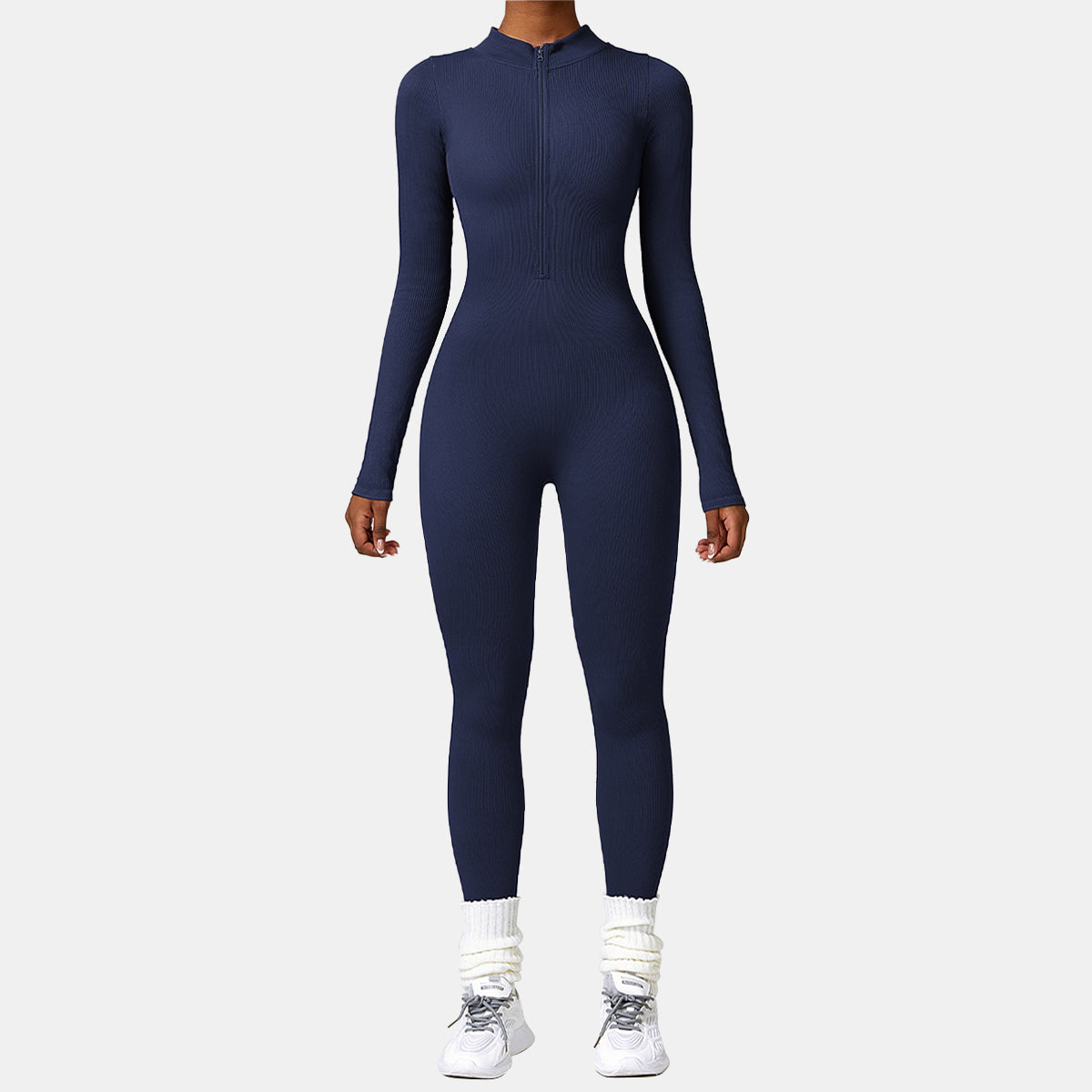 Seamless Zipper Long Sleeve Yoga Jumpsuit