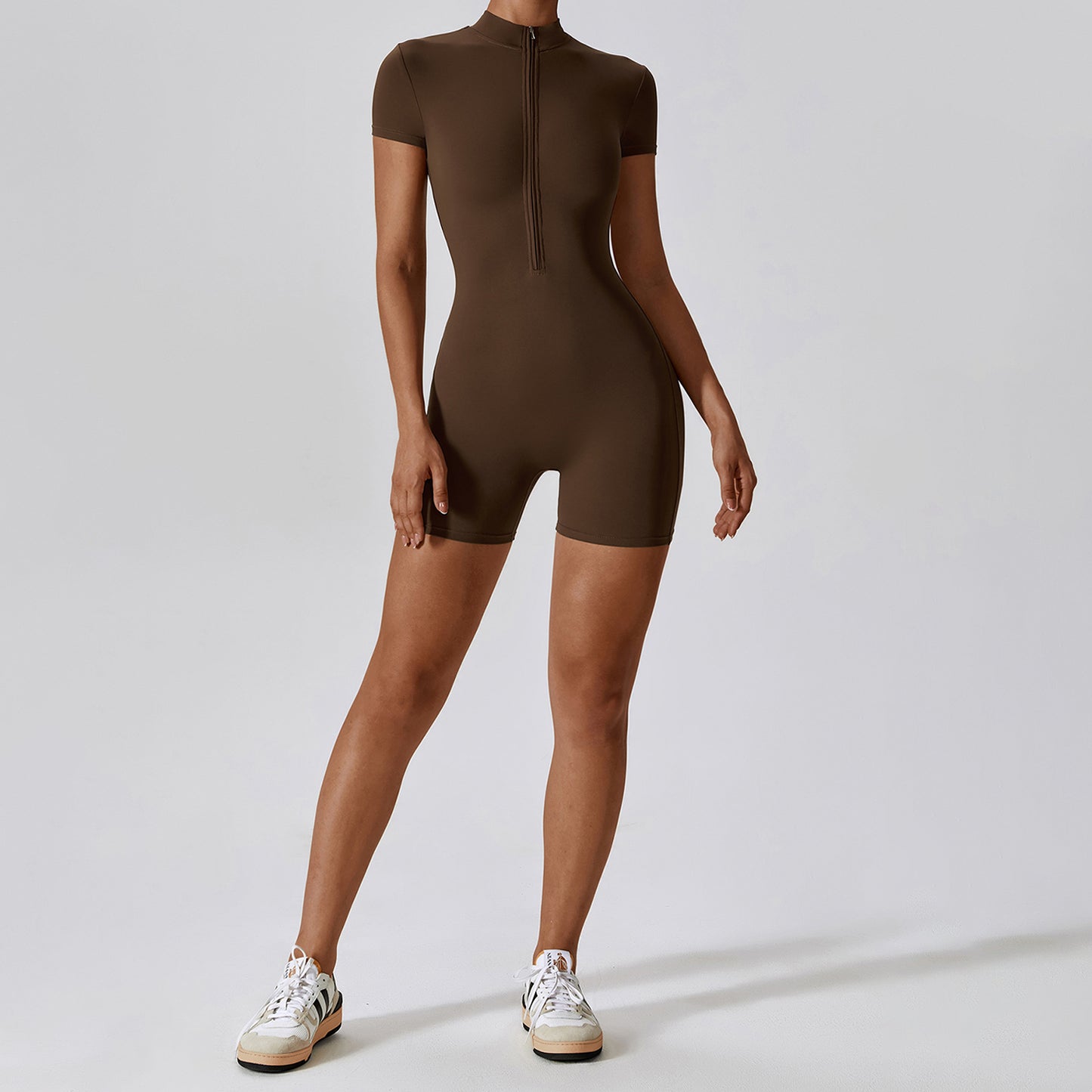 Zipper Short Sleeve Romper