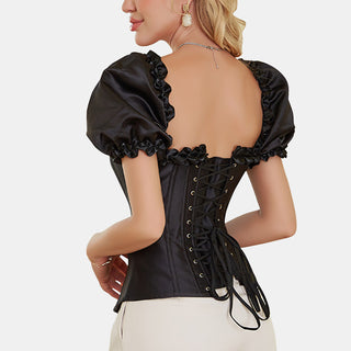 Lacy Short Sleeve Corset Top