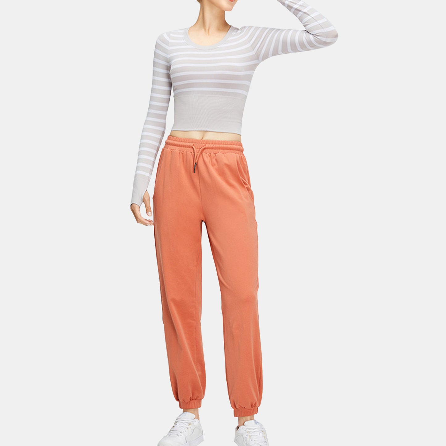 Stripe Long Sleeve Seamless Top