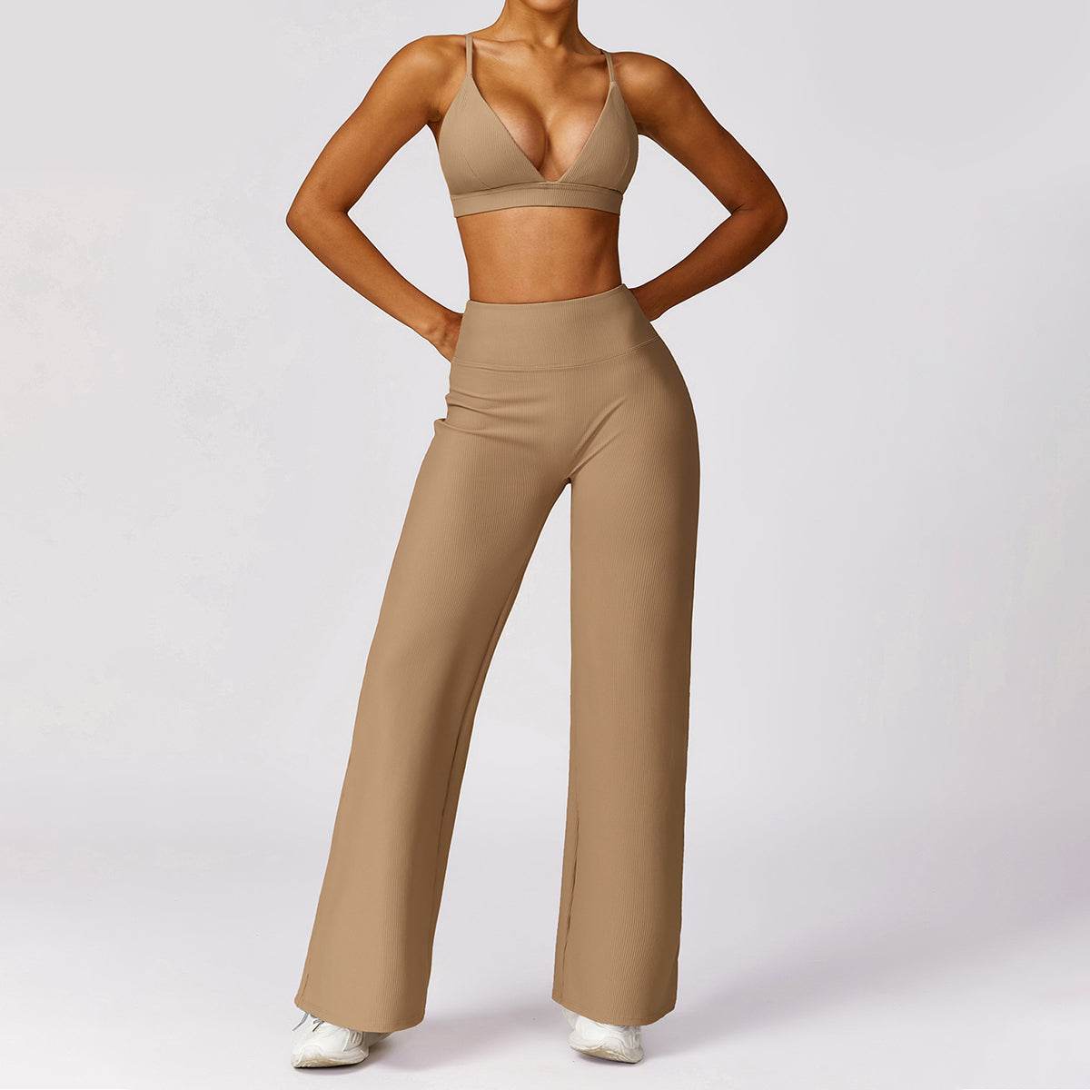 Rib Wide Leg Casual Pants