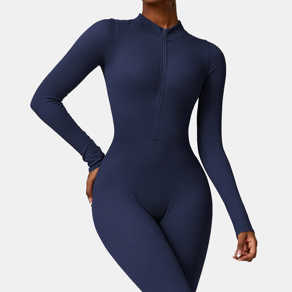 Seamless Zipper Long Sleeve Yoga Jumpsuit