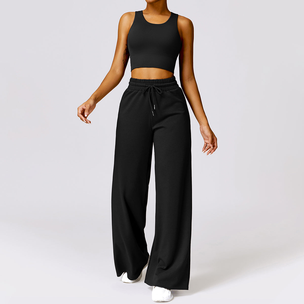Drawstring Wide Leg Casual Joggers