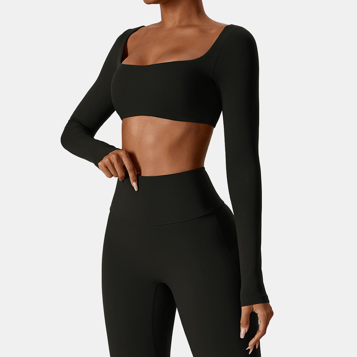 Square Neck Long Sleeve Sports Top