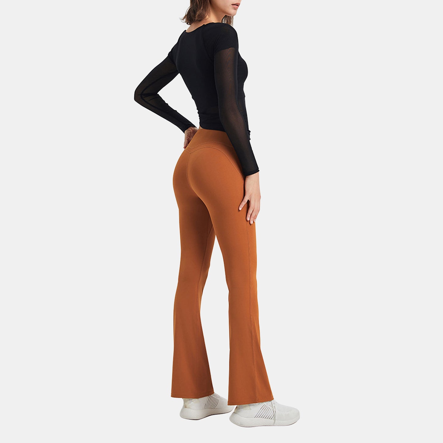 Mesh Square Neck Long Sleeve Sports Top