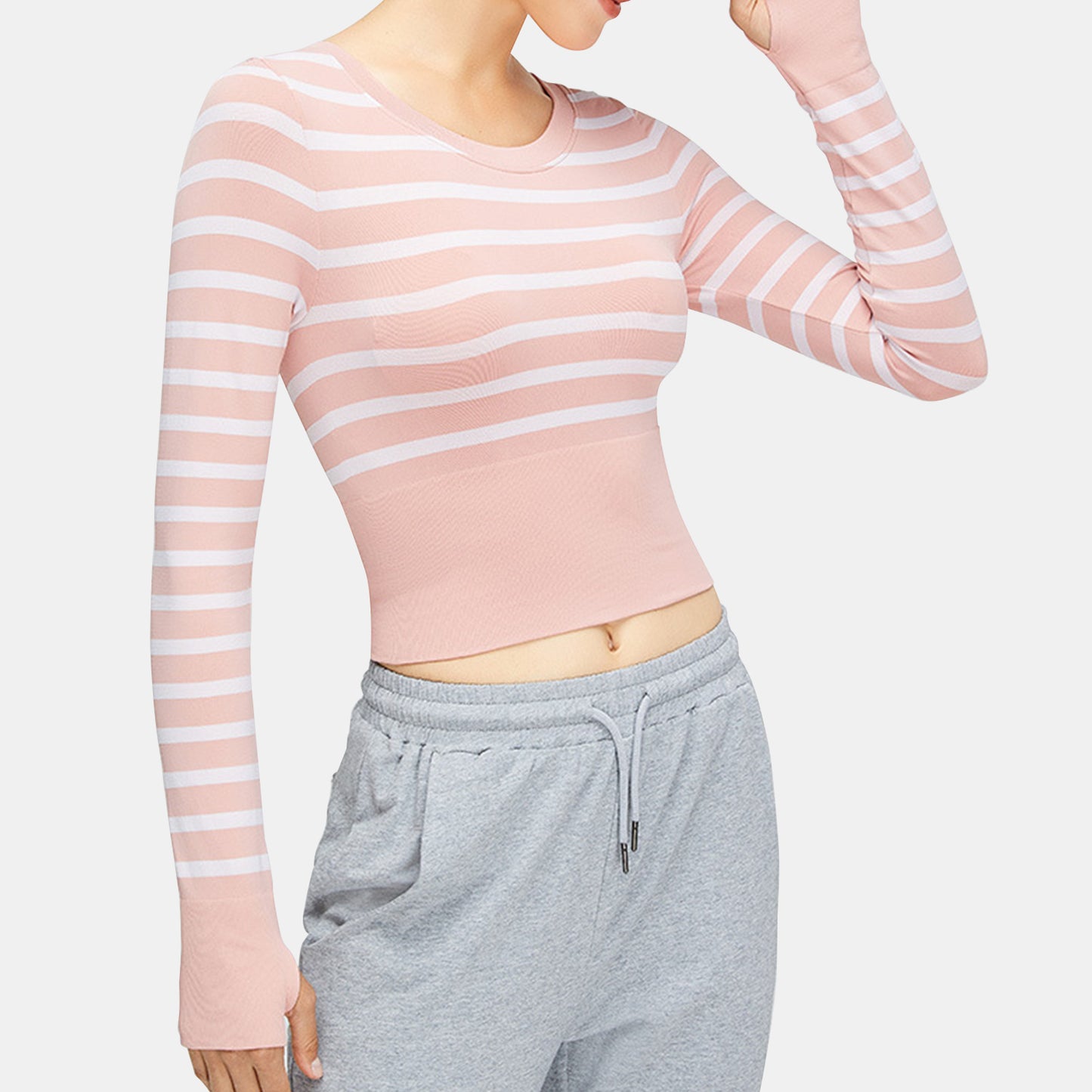 Stripe Long Sleeve Seamless Top