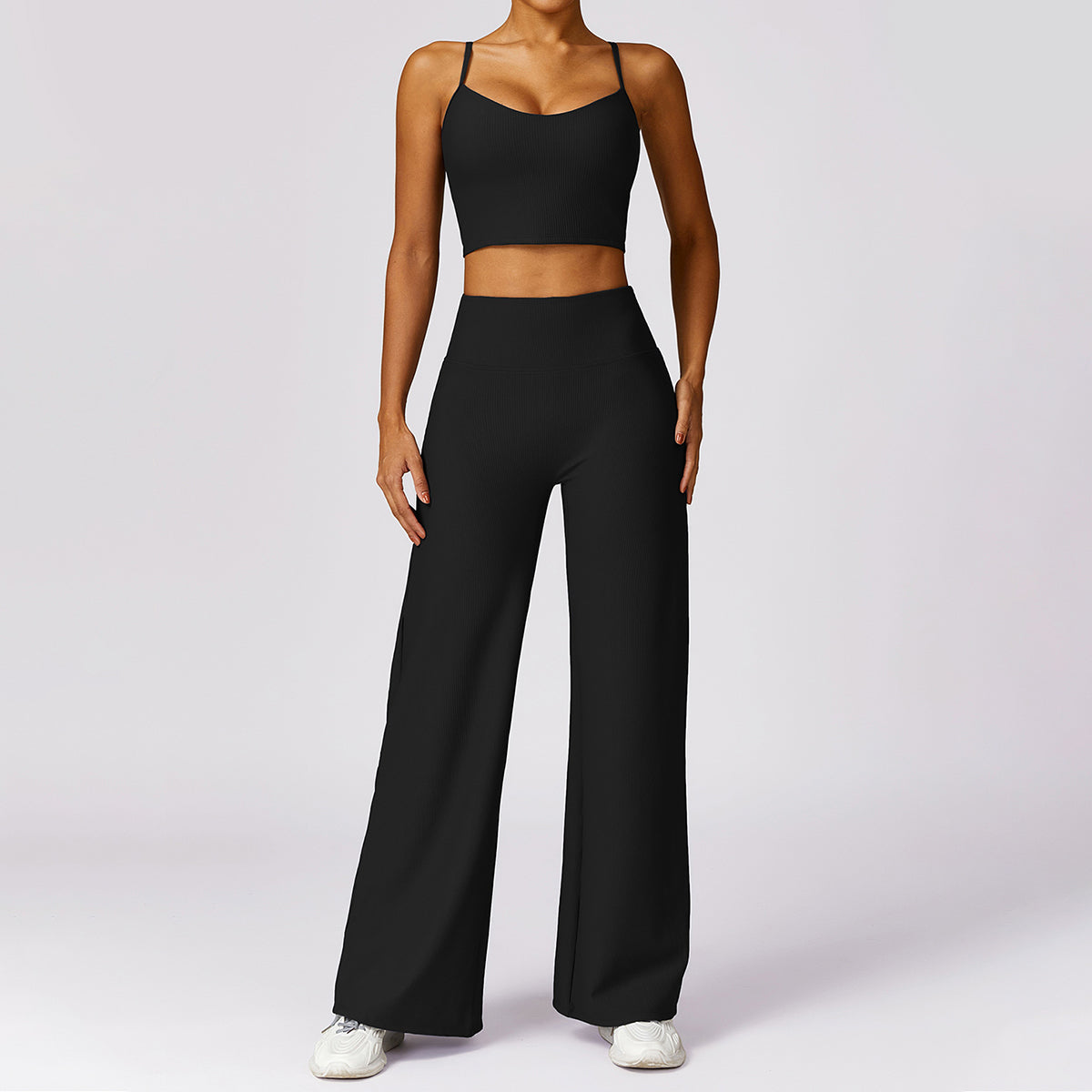Rib Wide Leg Casual Pants