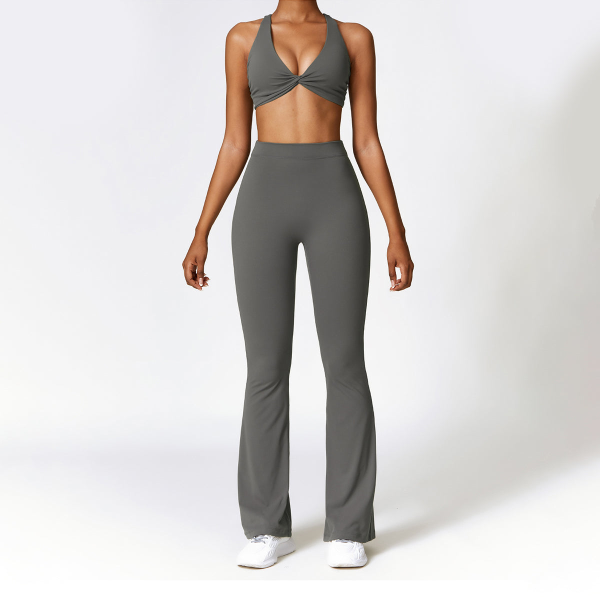 V-back Ruched Sport Flare Leggings - Miloslaw