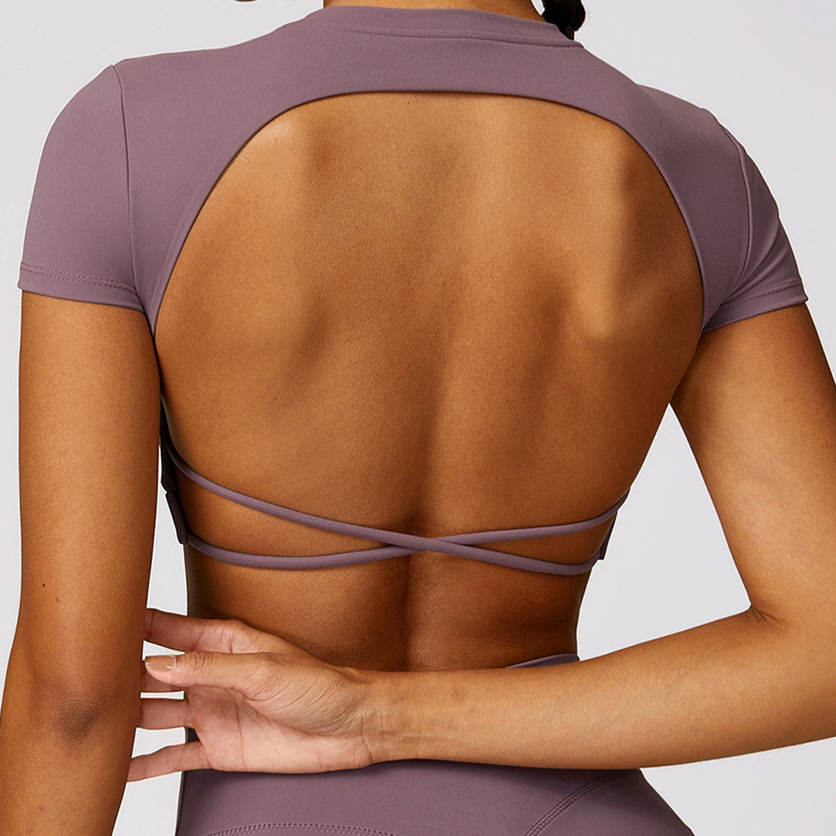 Backless Crisscross Short Sleeve Sports Top