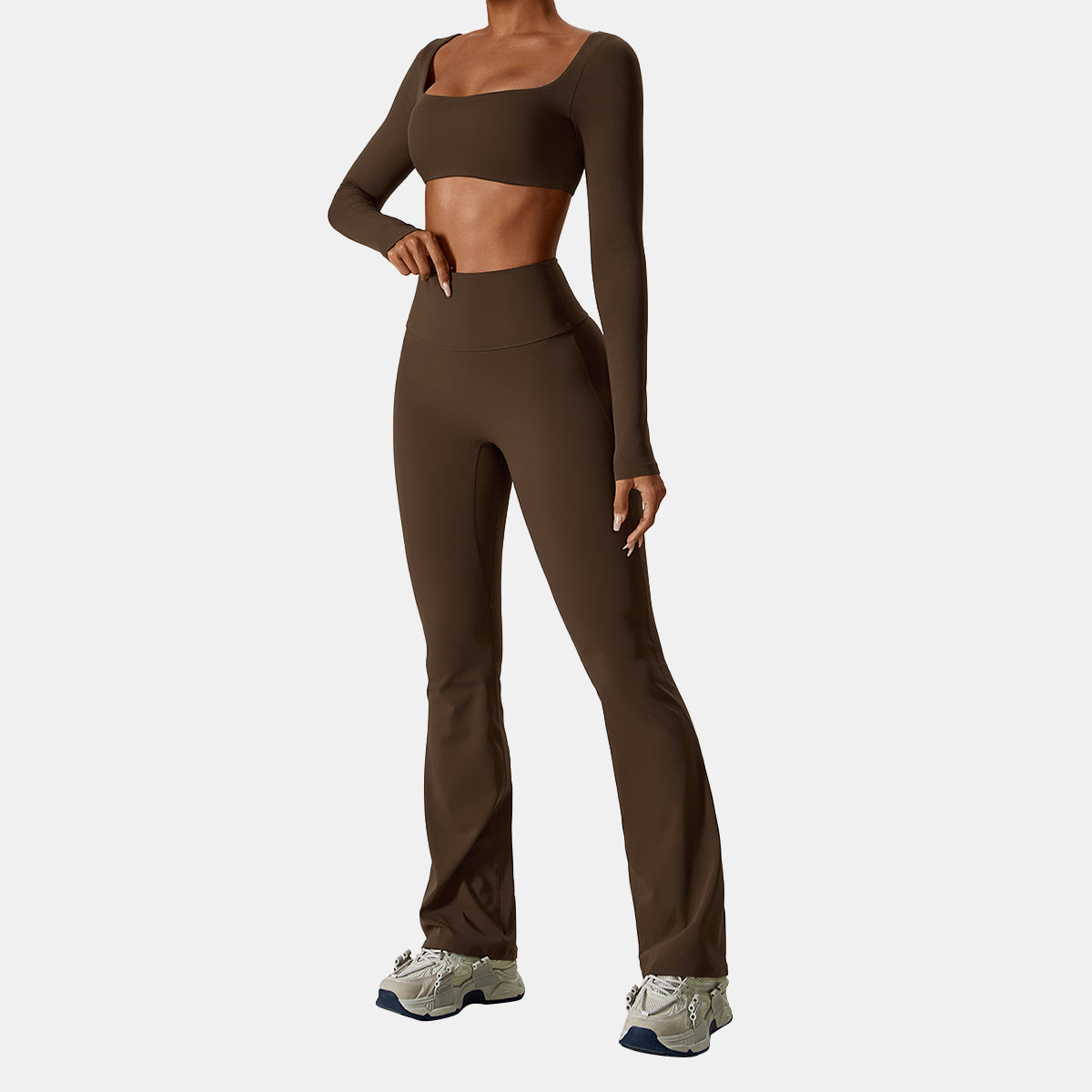 Square Neck Long Sleeve Sports Top