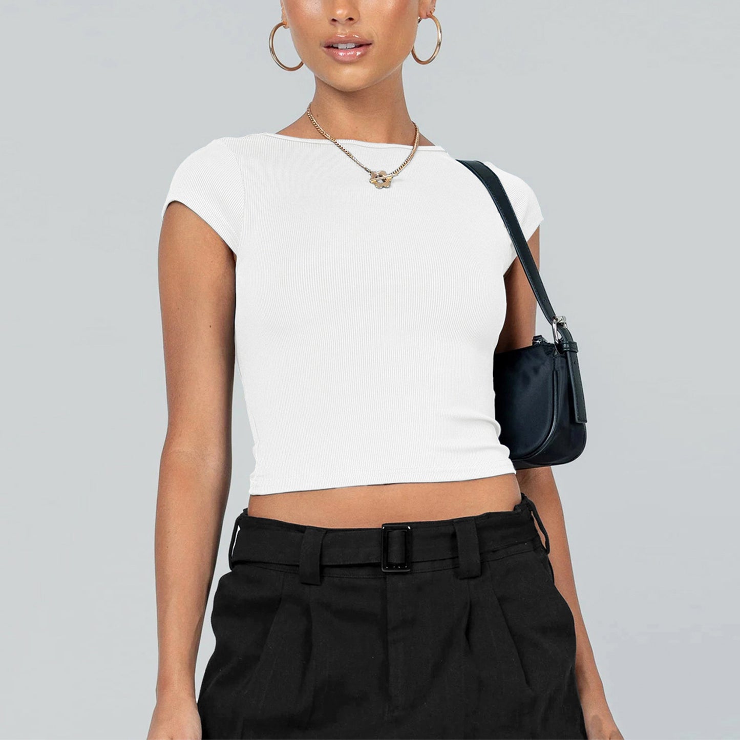 Ribbed Open Back Crop Top