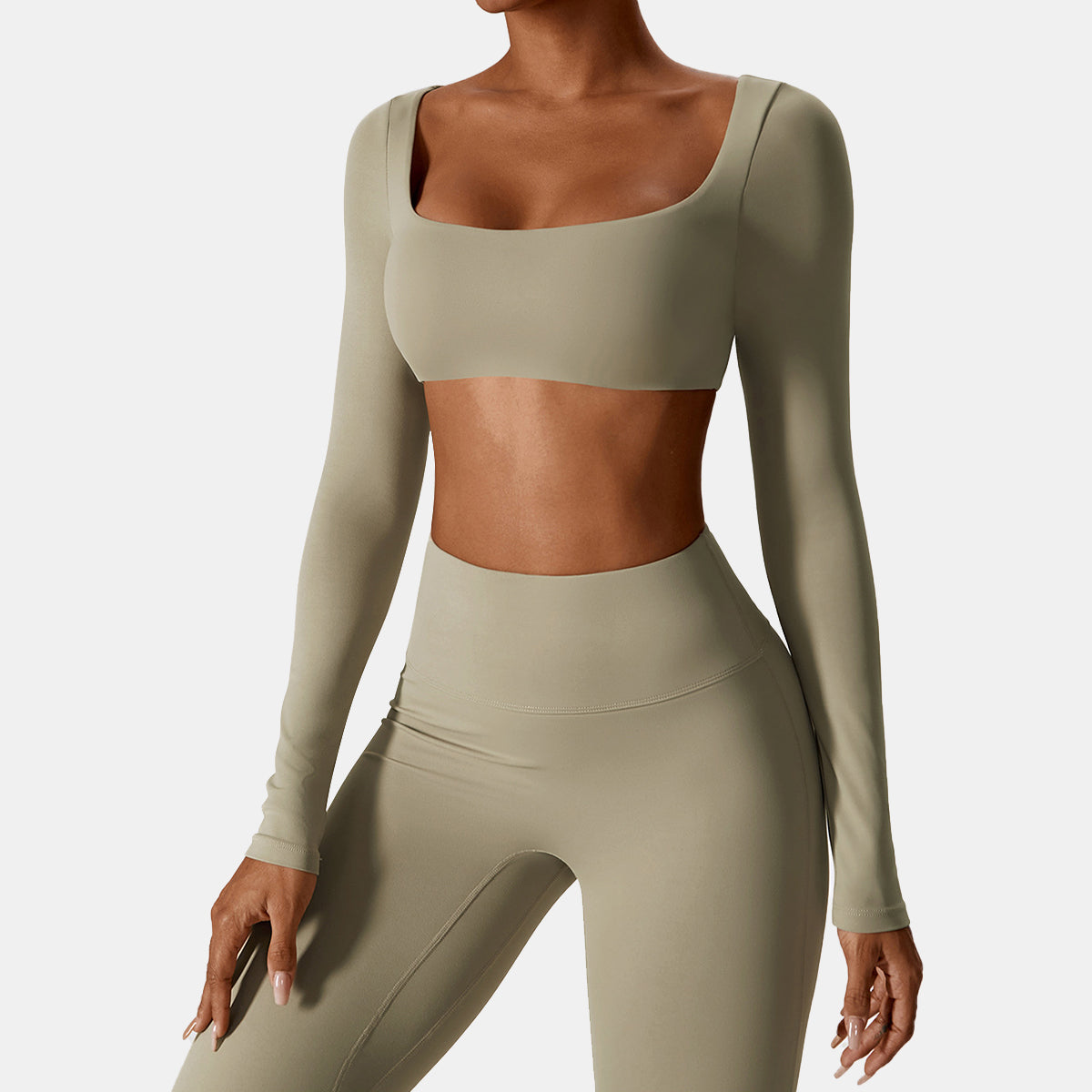Square Neck Long Sleeve Sports Top