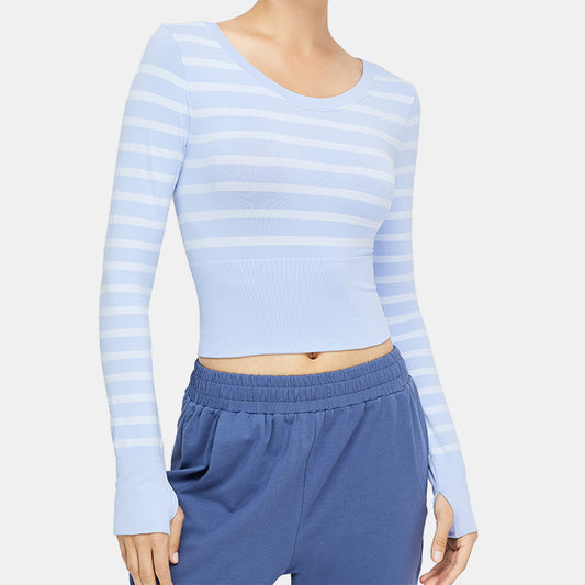 Stripe Long Sleeve Seamless Top