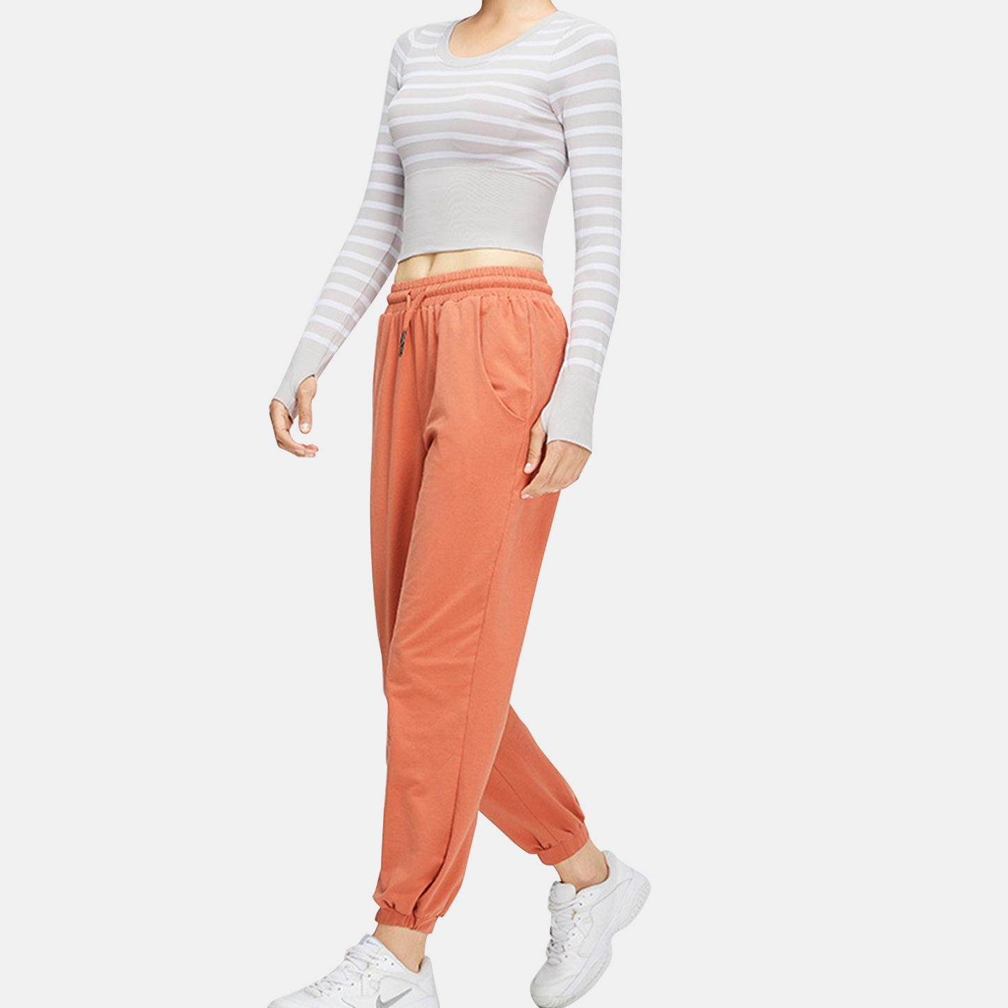 Stripe Long Sleeve Seamless Top