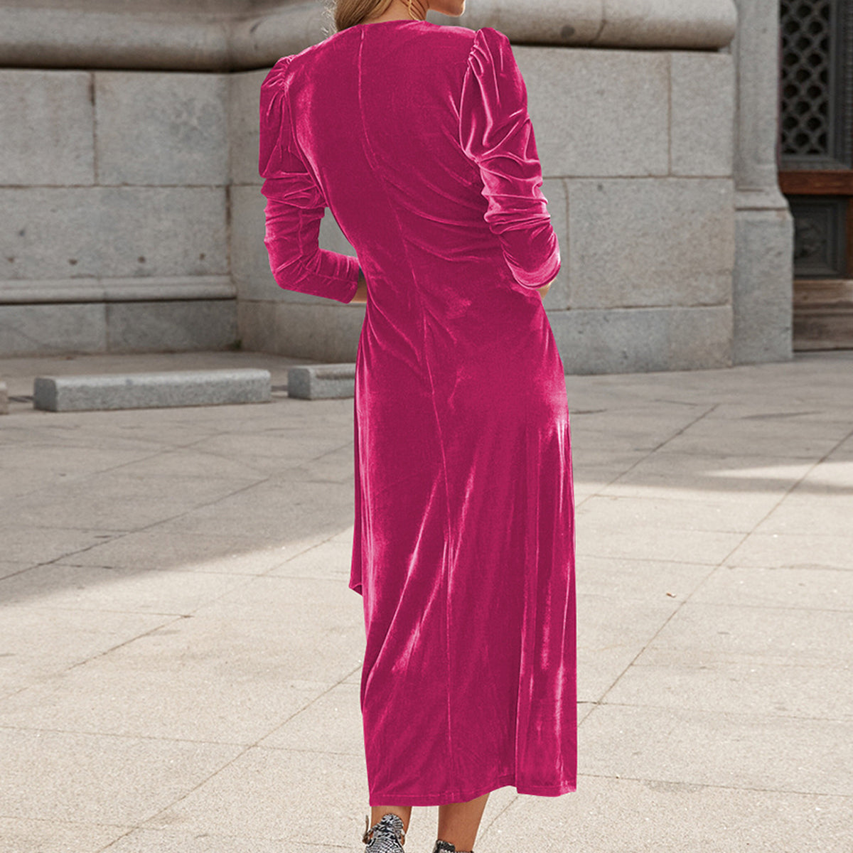 V Neck Midi Dress
