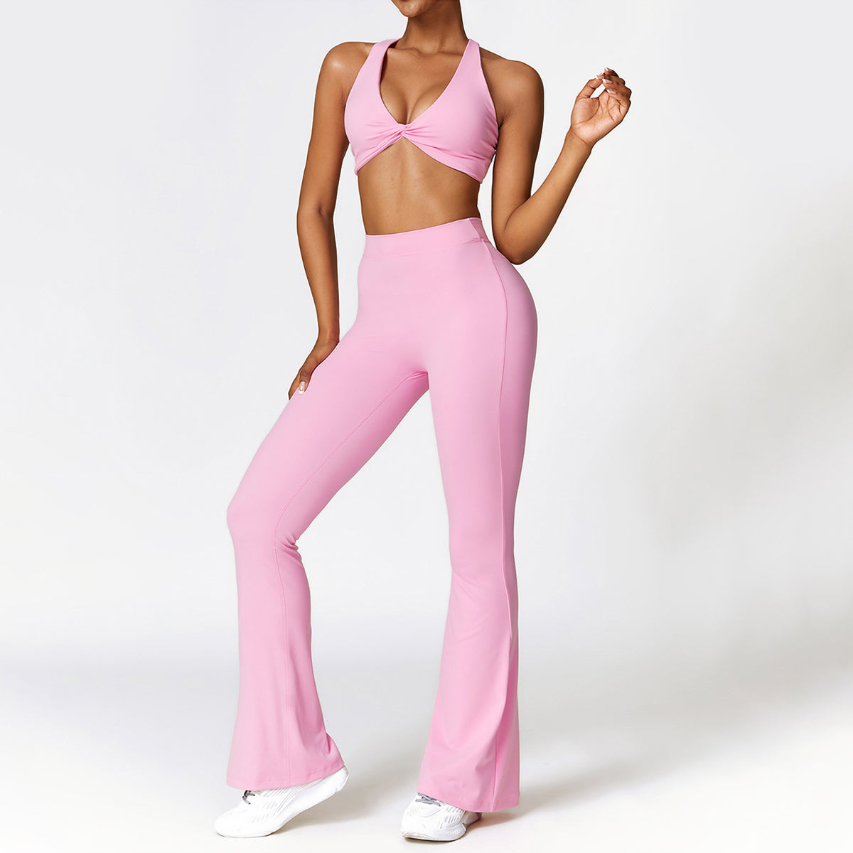 V-back Ruched Sport Flare Leggings - Miloslaw