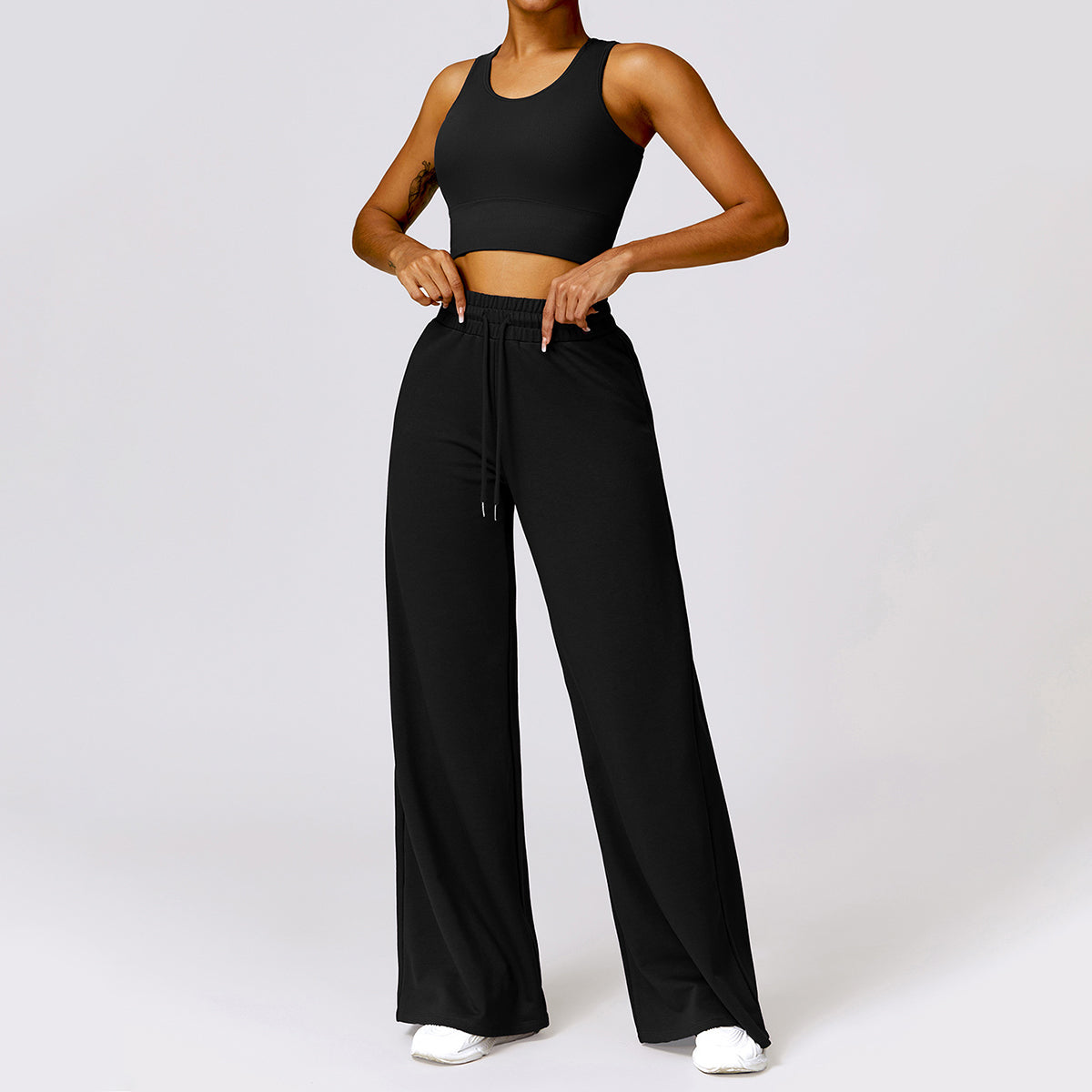 Drawstring Wide Leg Casual Joggers