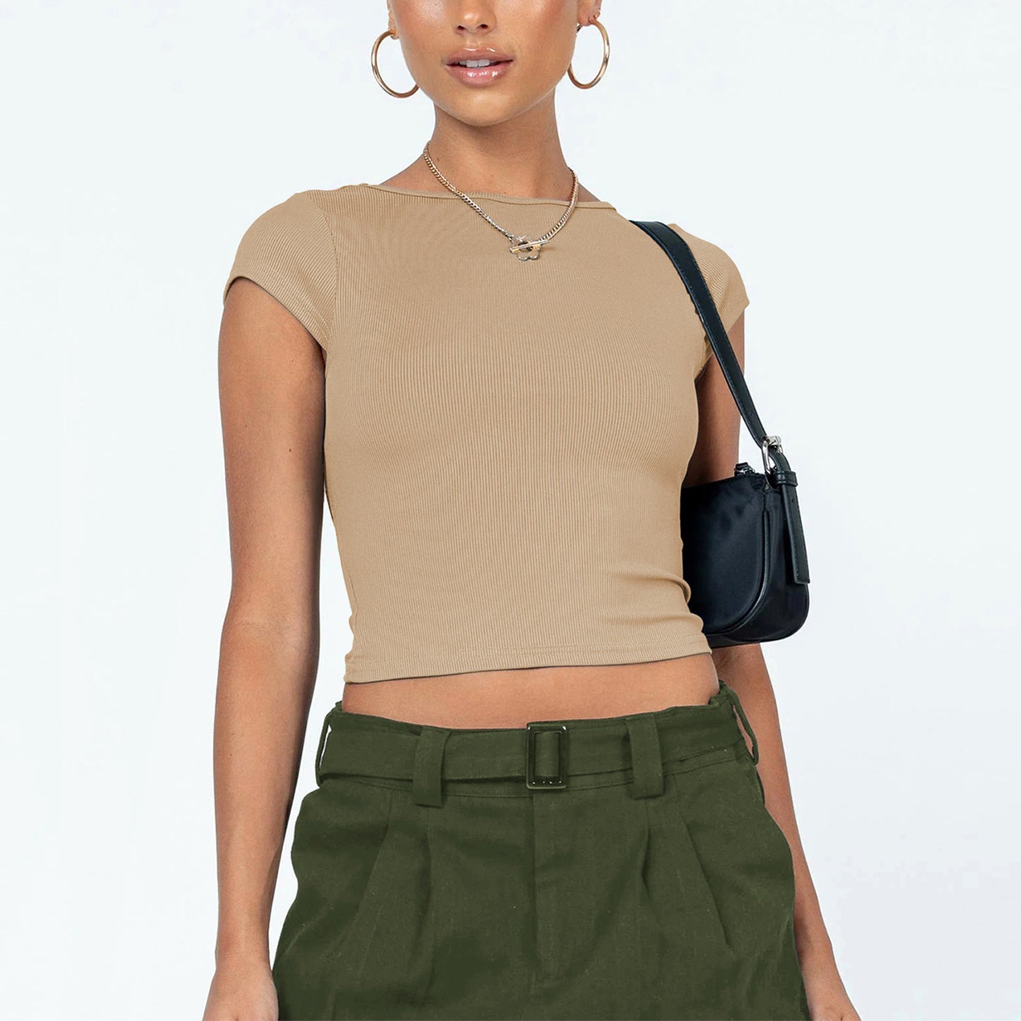 Ribbed Open Back Crop Top