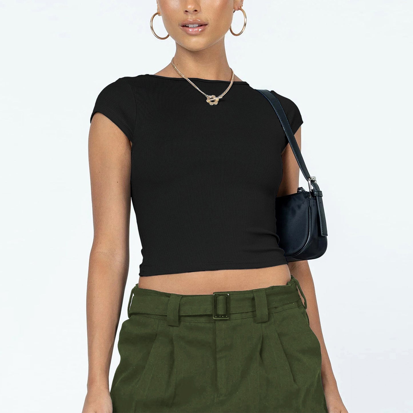 Ribbed Open Back Crop Top