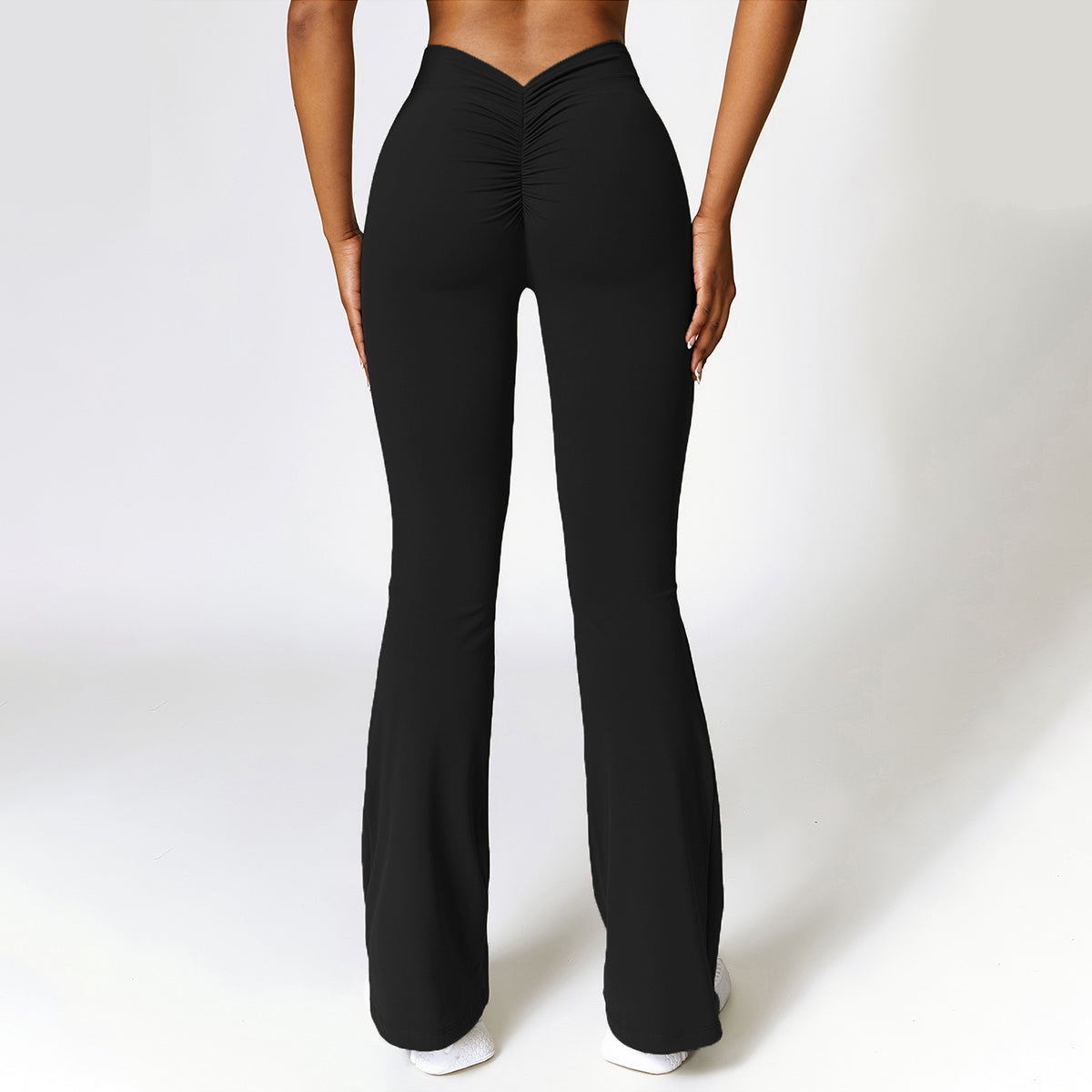 V-back Ruched Sport Flare Leggings - Miloslaw