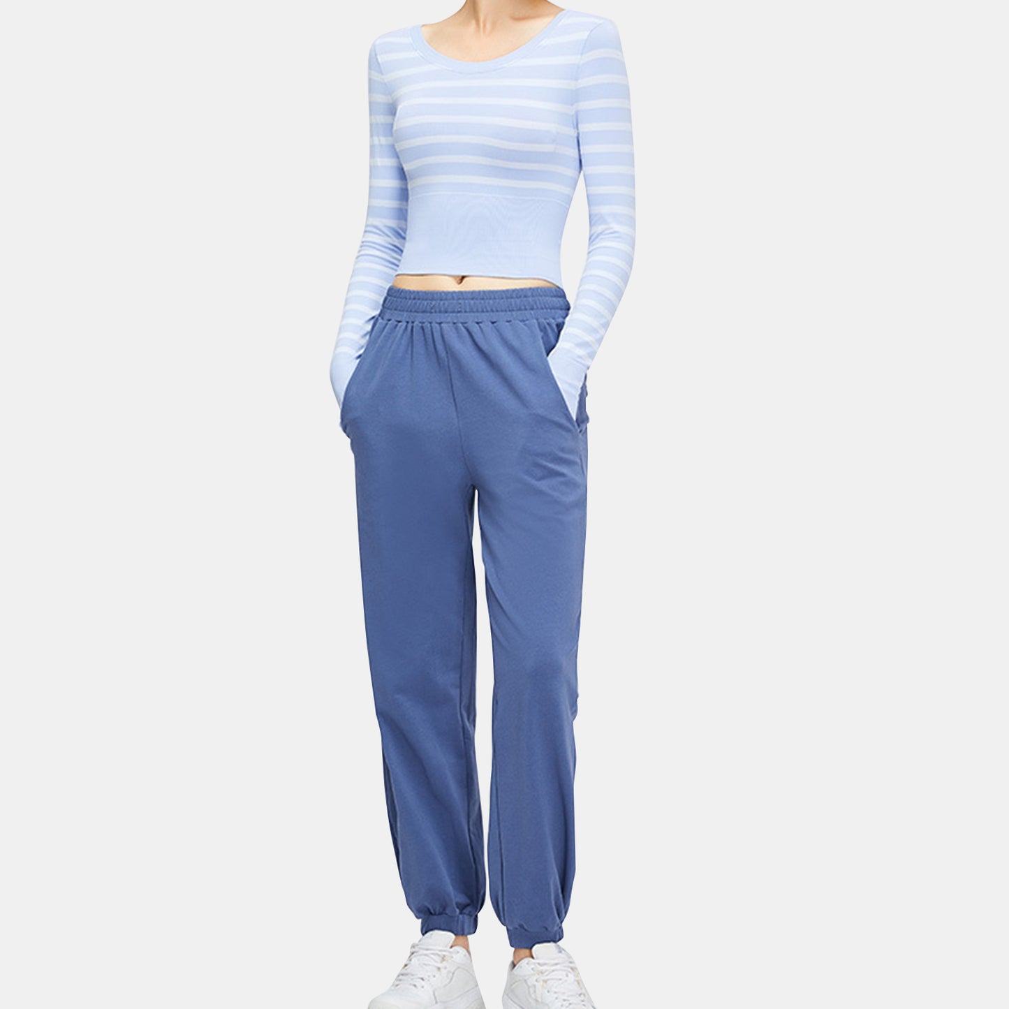 Stripe Long Sleeve Seamless Top