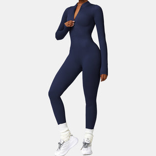 Seamless Zipper Long Sleeve Yoga Jumpsuit
