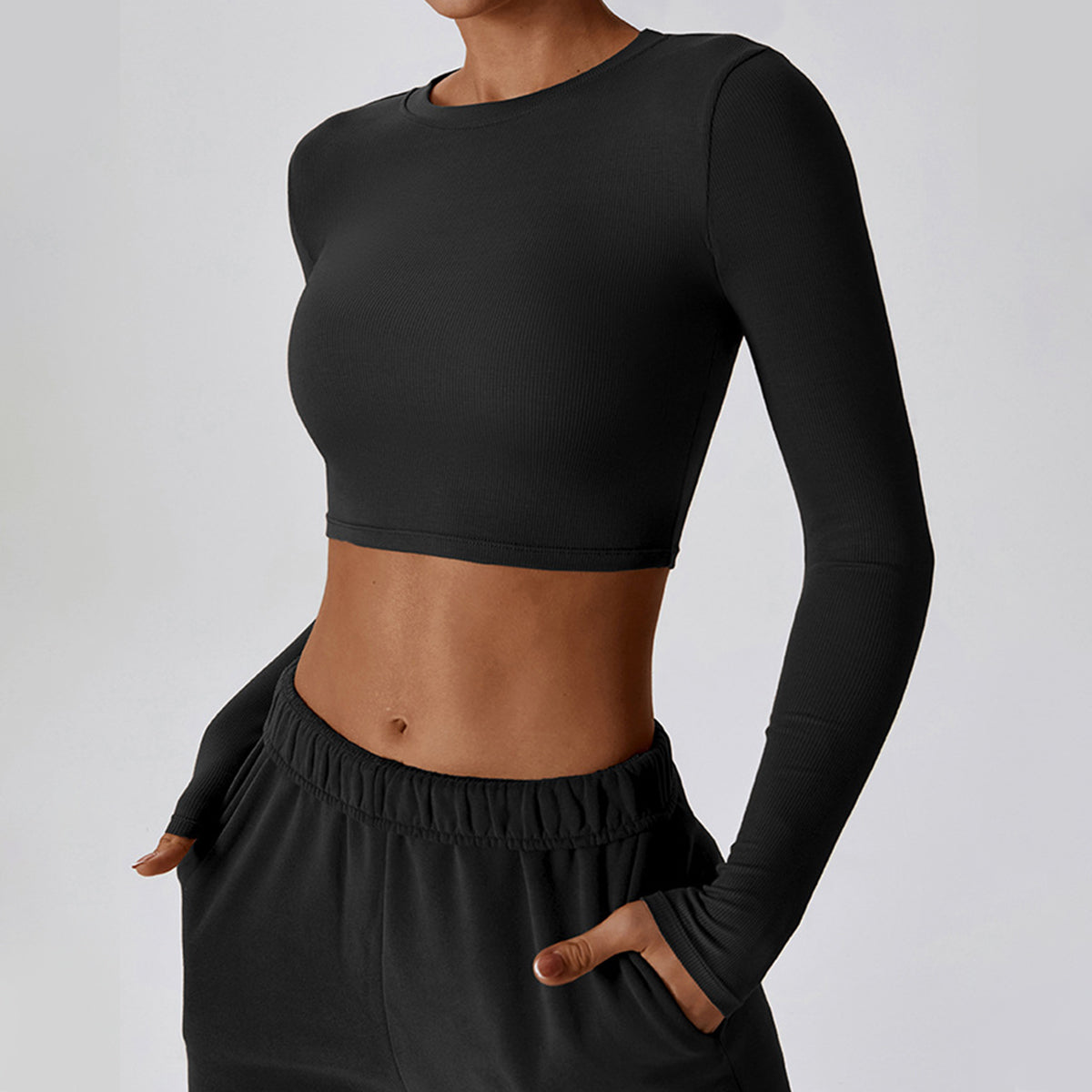Long Sleeve Cropped Sports Top