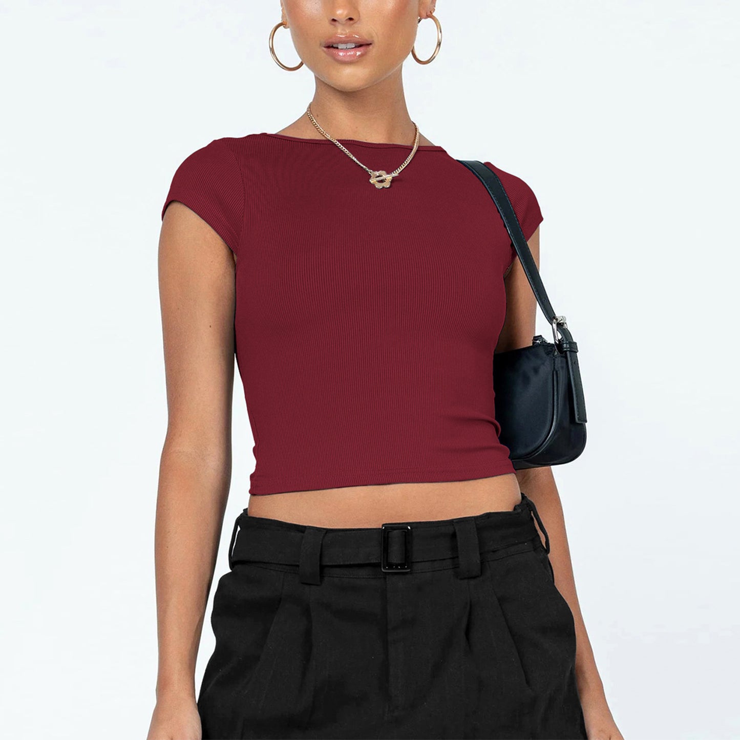 Ribbed Open Back Crop Top