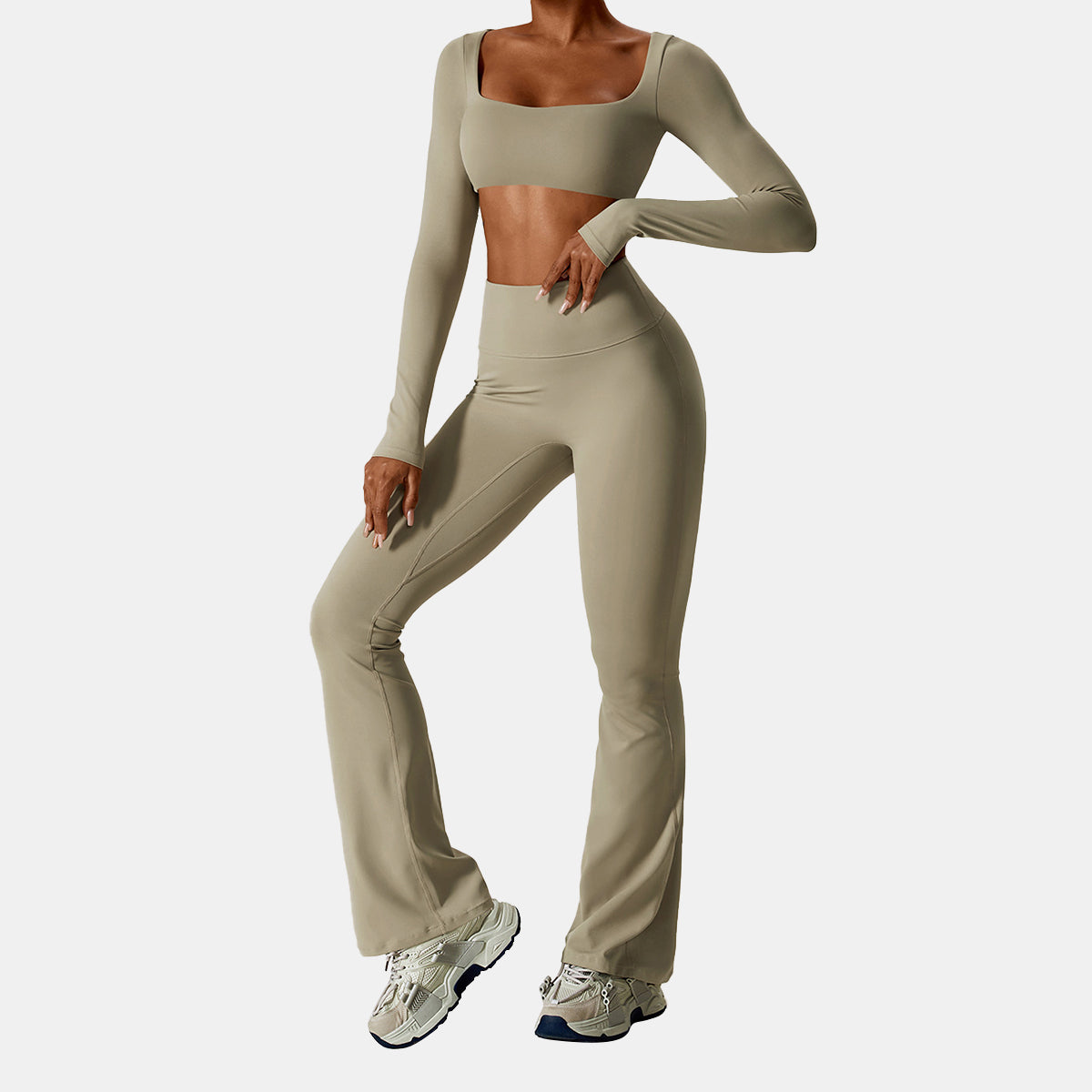 Square Neck Long Sleeve Sports Top