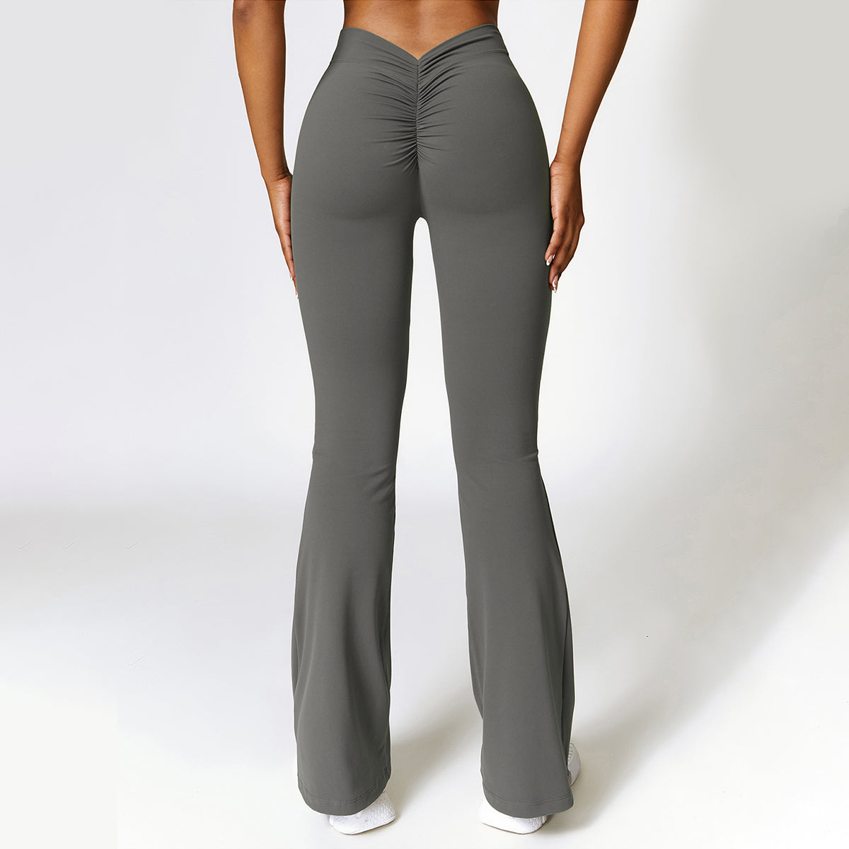 V-back Ruched Sport Flare Leggings - Miloslaw