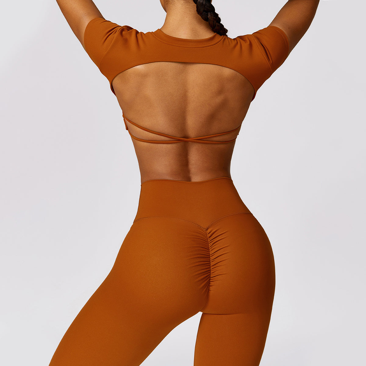 Backless Crisscross Short Sleeve Sports Top
