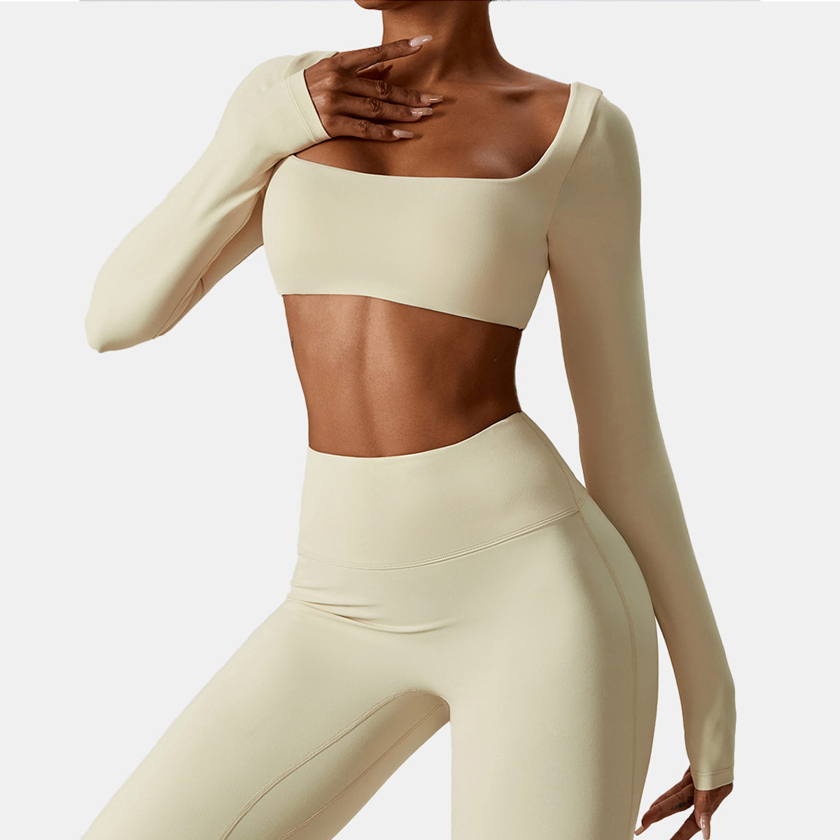 Square Neck Long Sleeve Sports Top