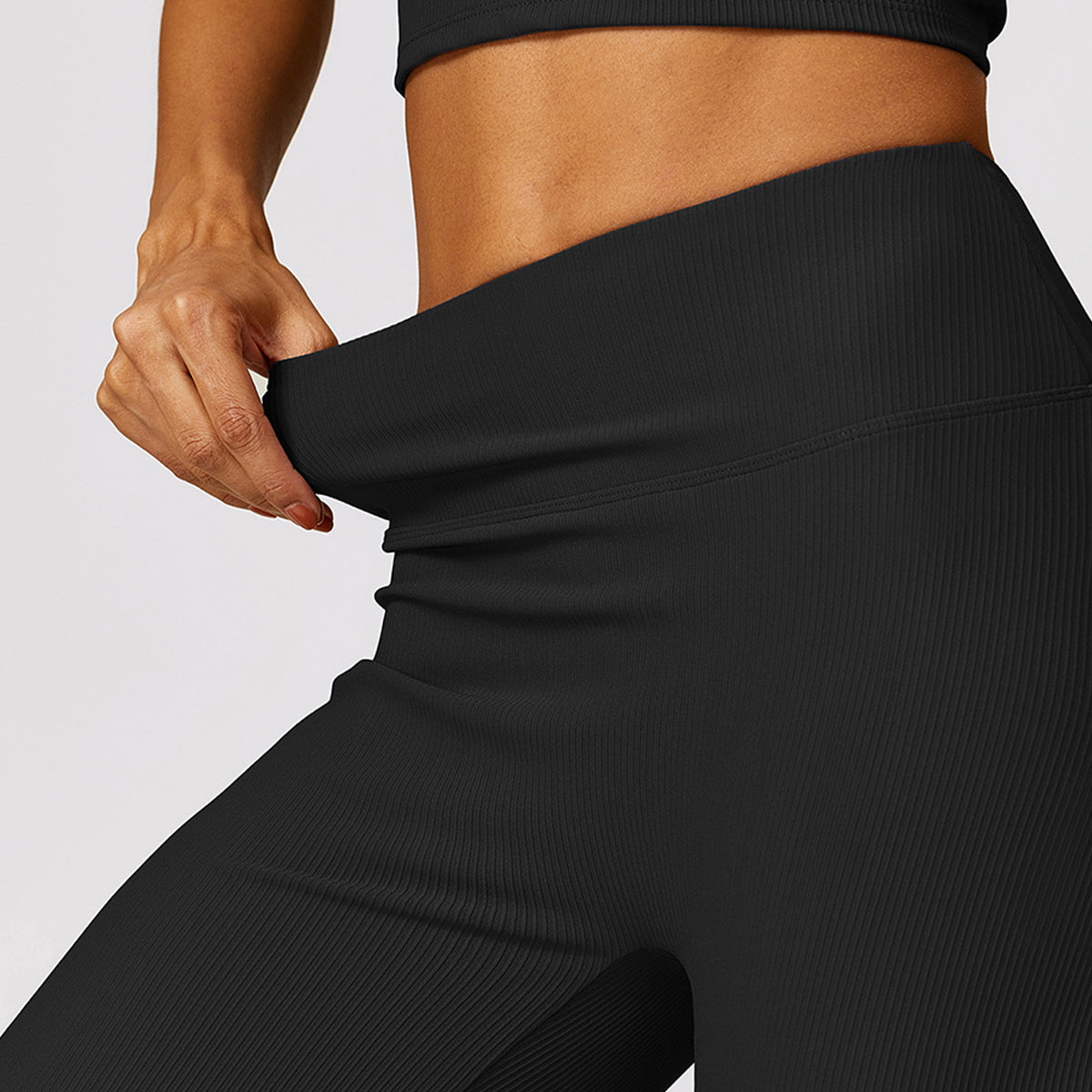 Rib Wide Leg Casual Pants