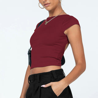 Ribbed Open Back Crop Top