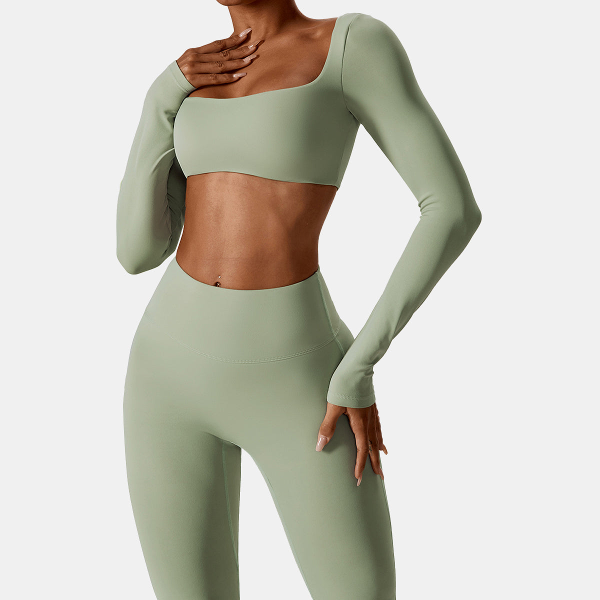 Square Neck Long Sleeve Sports Top