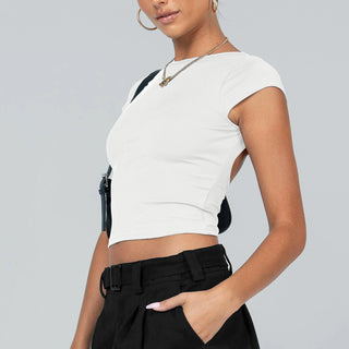 Ribbed Open Back Crop Top