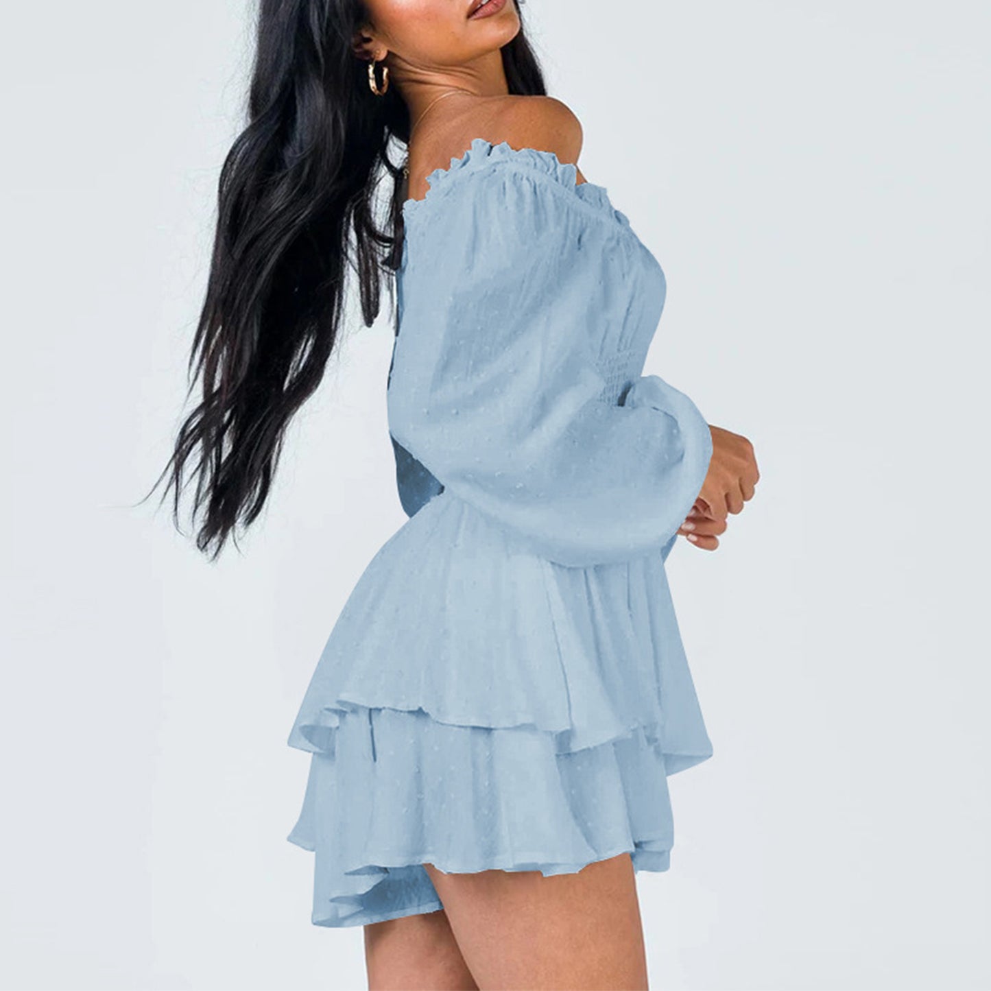 Off Shoulder Long Sleeve Romper