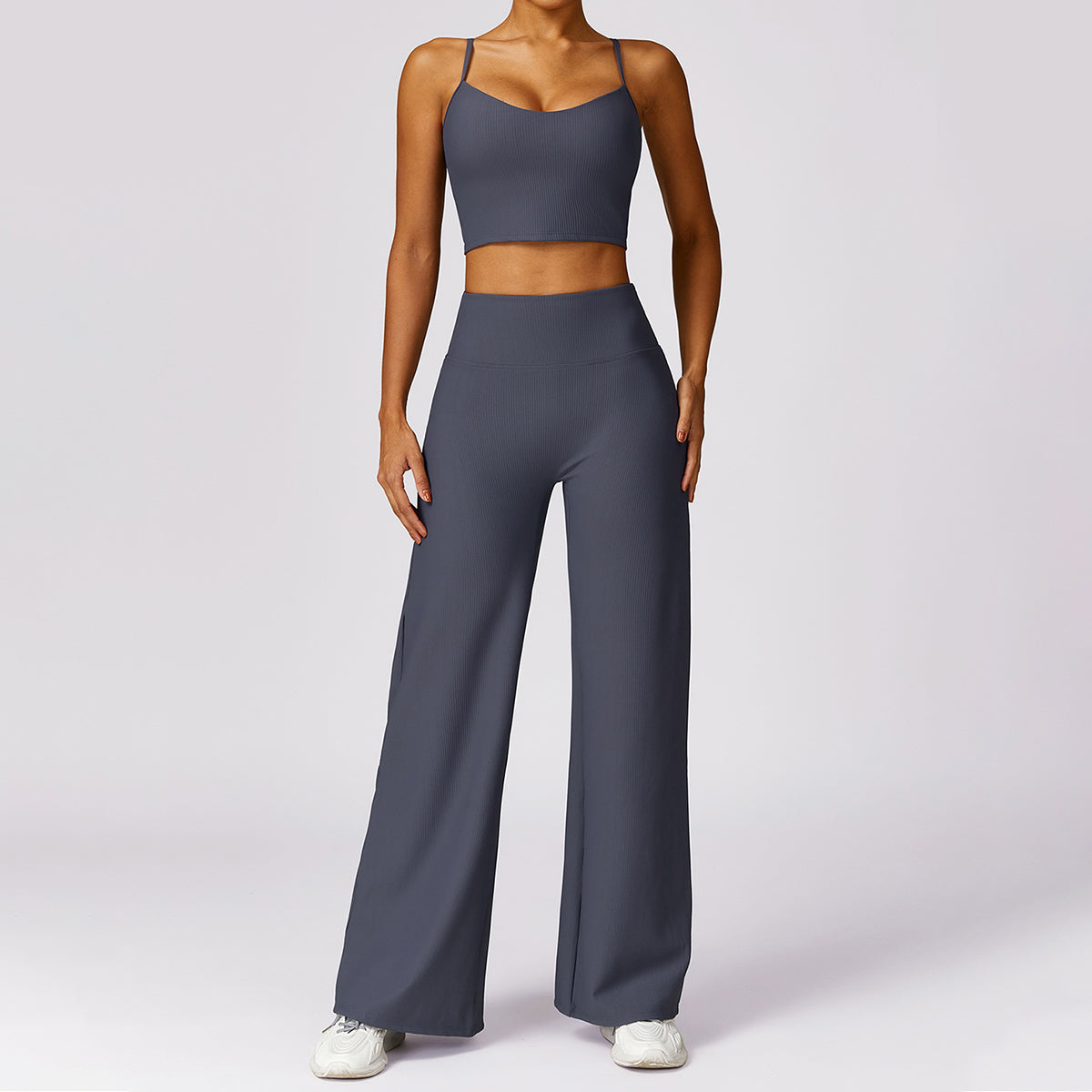 Rib Wide Leg Casual Pants