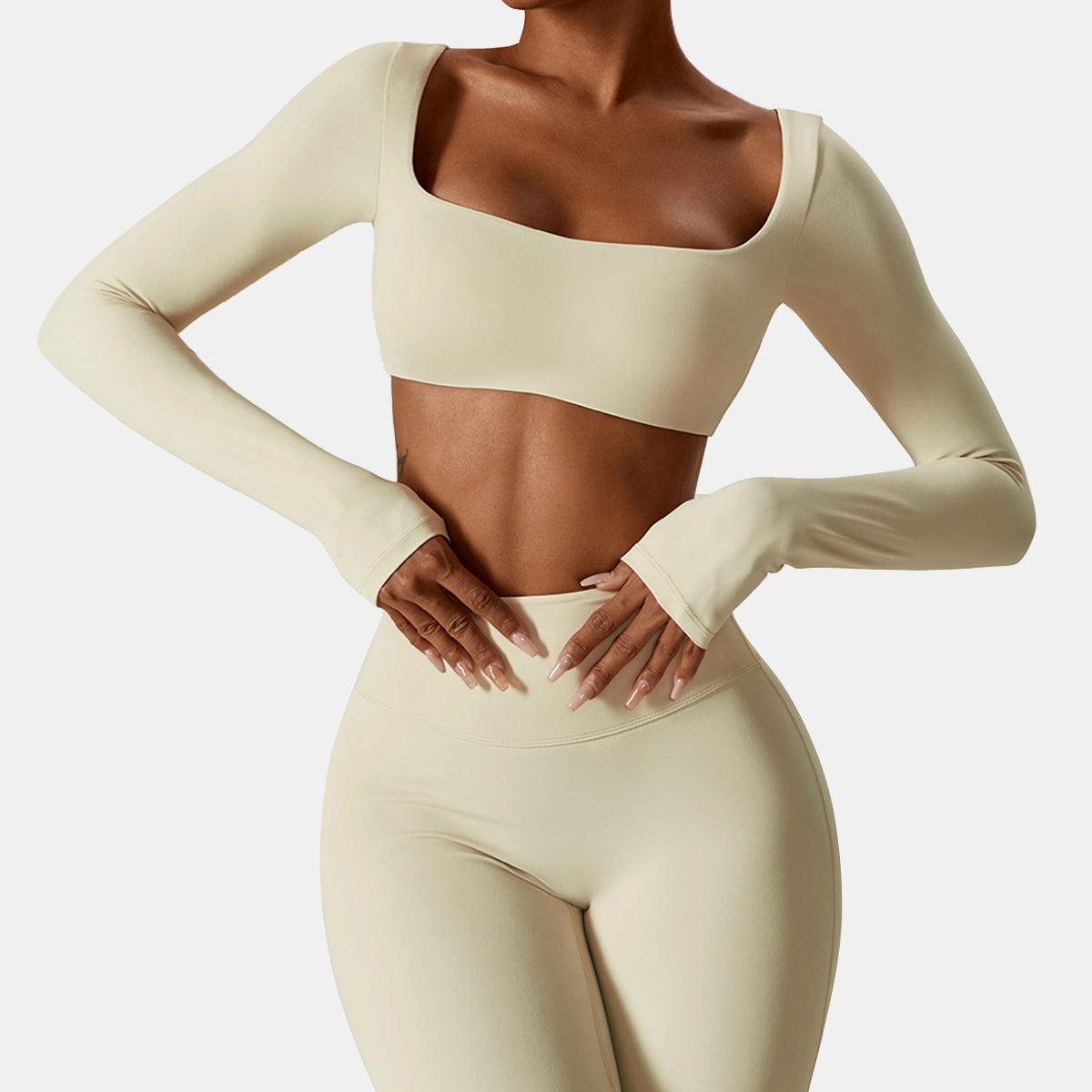 Square Neck Long Sleeve Sports Top