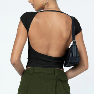 Ribbed Open Back Crop Top