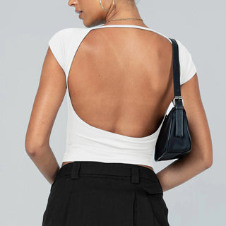 Ribbed Open Back Crop Top