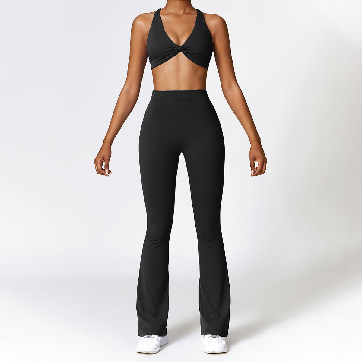 V-back Ruched Sport Flare Leggings - Miloslaw