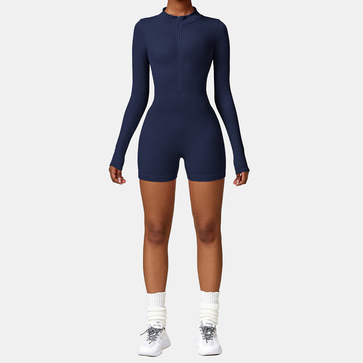 Seamless Zipper Long Sleeve Yoga Romper