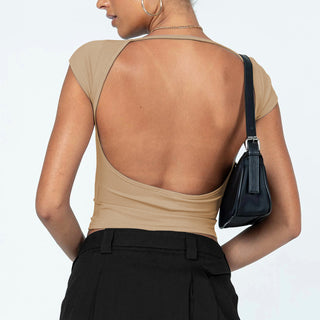 Ribbed Open Back Crop Top