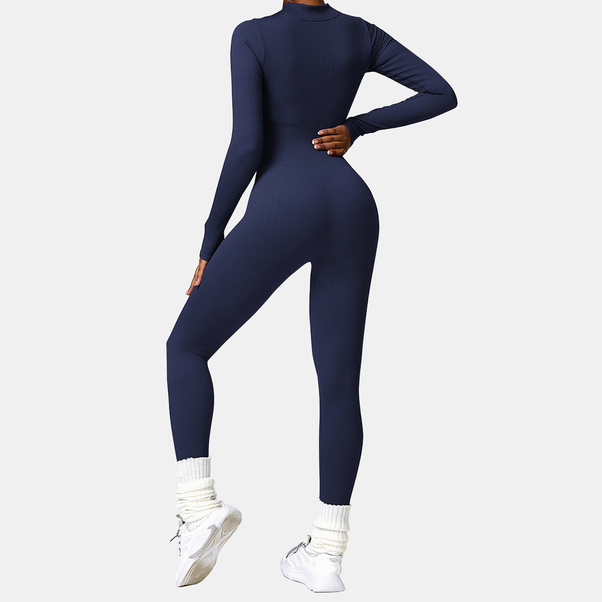 Seamless Zipper Long Sleeve Yoga Jumpsuit