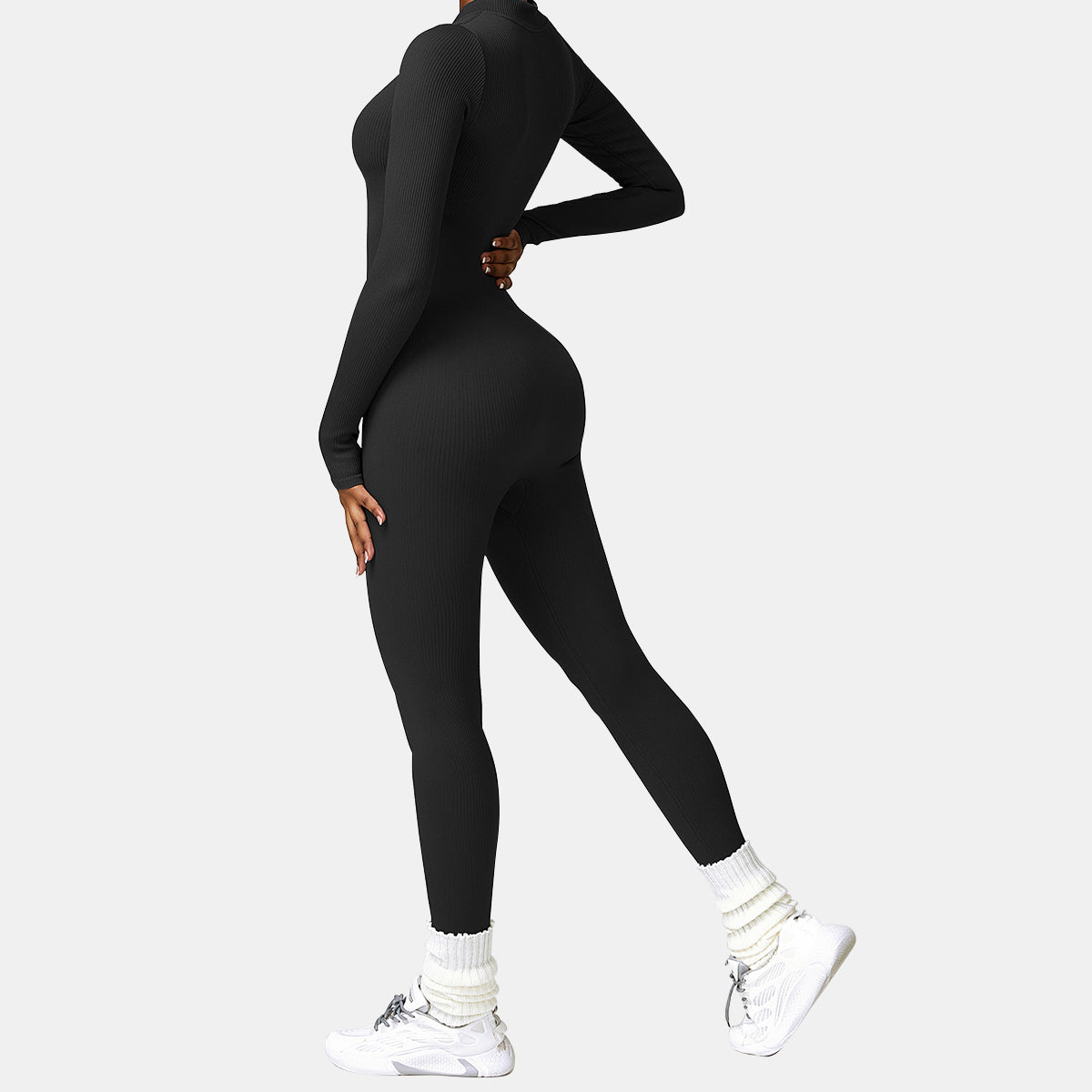 Seamless Zipper Long Sleeve Yoga Jumpsuit