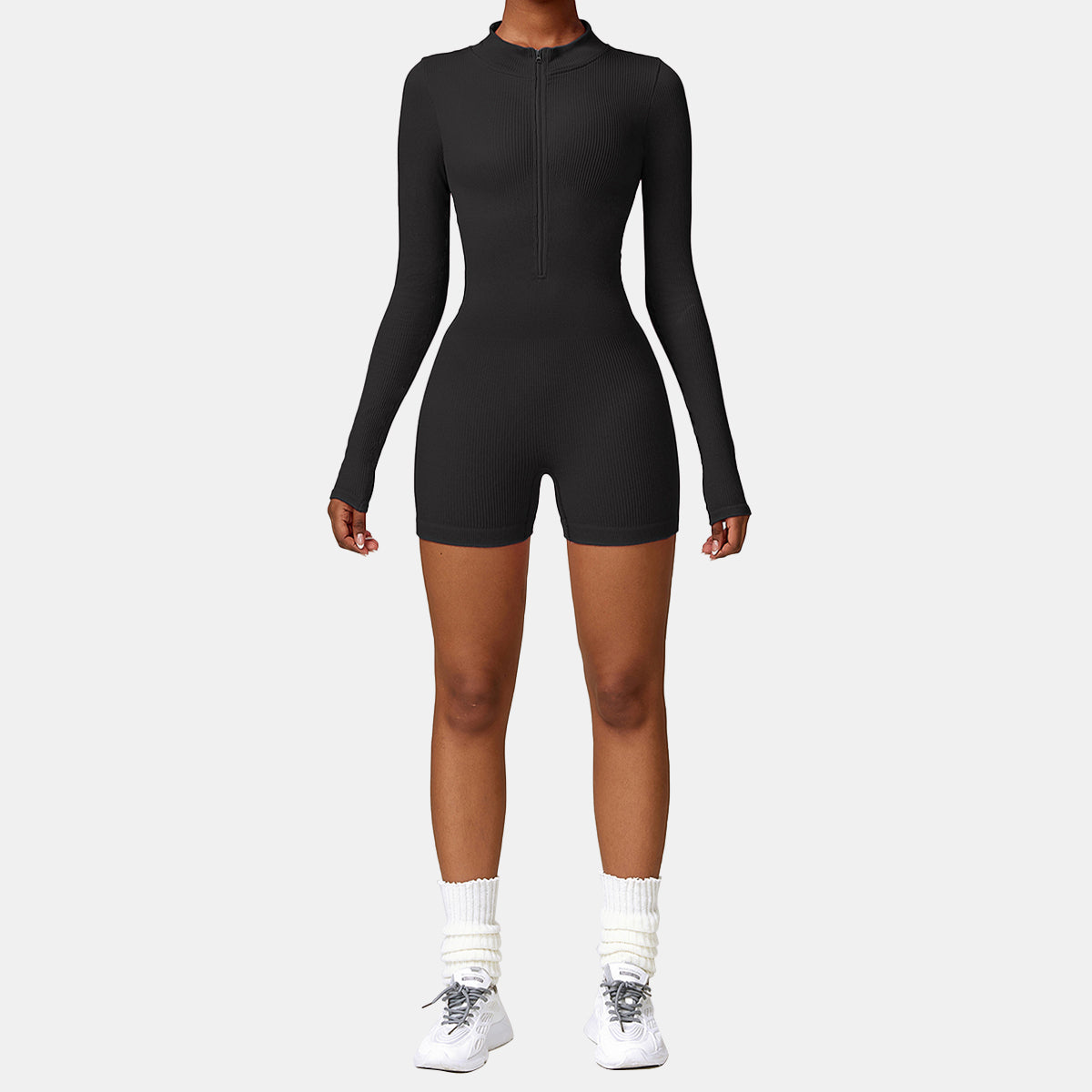 Seamless Zipper Long Sleeve Yoga Romper